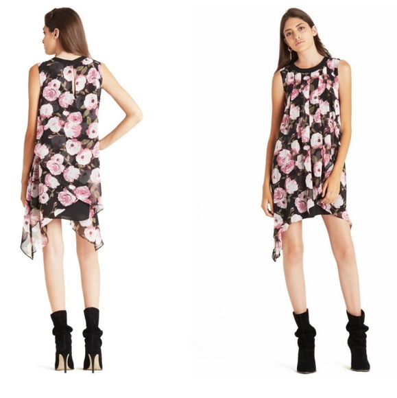 BCBGeneration tiered floral crepe dress - Picture 1 of 8